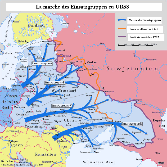 Carte de la marche des quatre groupes spéciaux